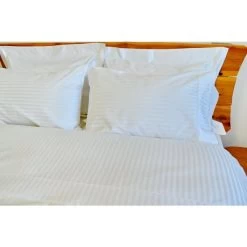 1250 TC White Stripe Queen Bed Sheet Sets W/ Cotton