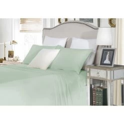 Queen Cotton Fitted Bed Sheet Set In Cloud 1500TC