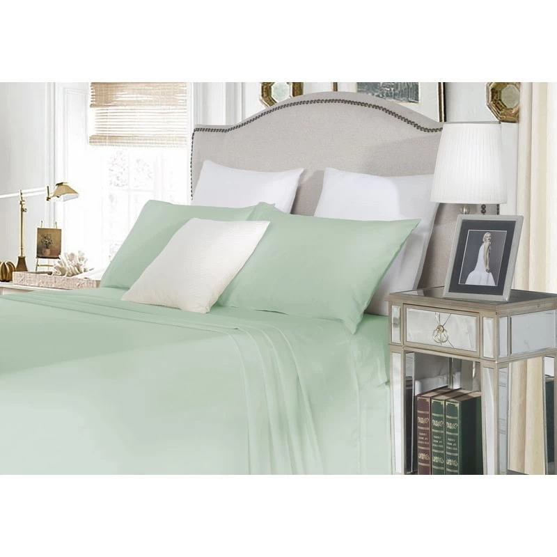 Queen Cotton Fitted Bed Sheet Set In Cloud 1500TC