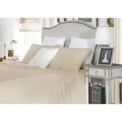 King Cotton Fitted Bed Sheet Set In Linen 1500TC
