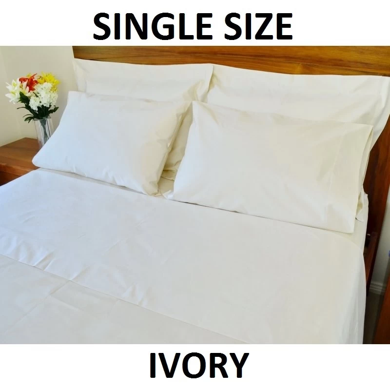 1500 TC Ivory Single Bed Sheet Sets W/ Pure Cotton - Image 2