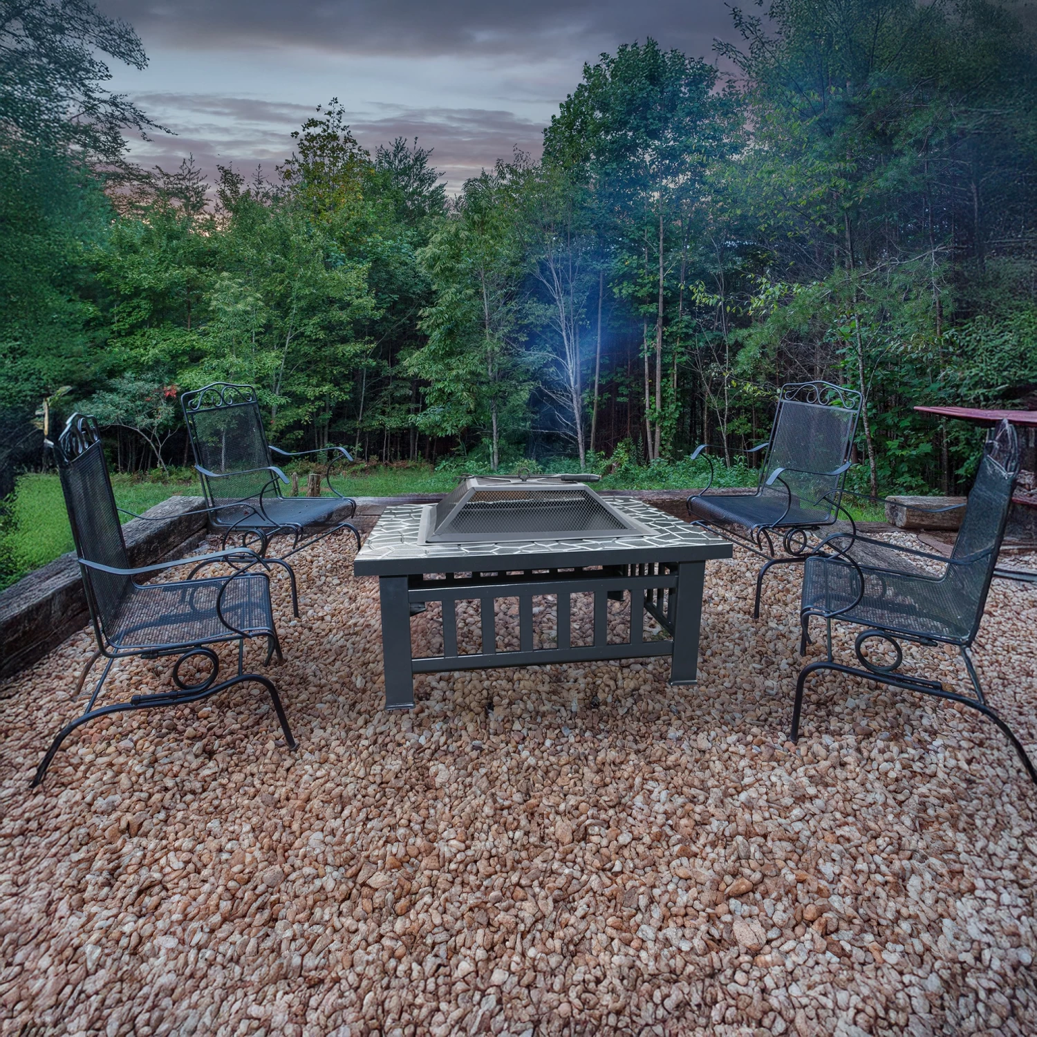 18" Square Metal Fire Pit Outdoor Heater - Image 5