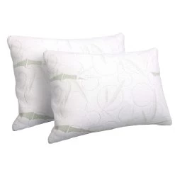 Giselle Bedding Bamboo Pillow Memory Foam Pillows Contour Twin Pack Soft Hotel