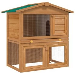 Outdoor Rabbit Hutch Small Animal House Pet Cage 3 Doors Wood VidaXL
