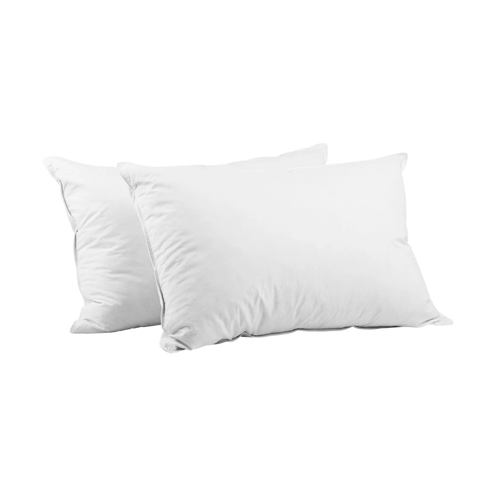 Giselle Bedding Pillow Duck Down Feather Pillows Twin Pack Cotton Cover Hotel