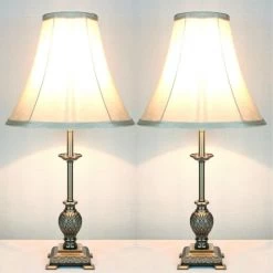 2x Baroque Designer Bedside Table Lamps