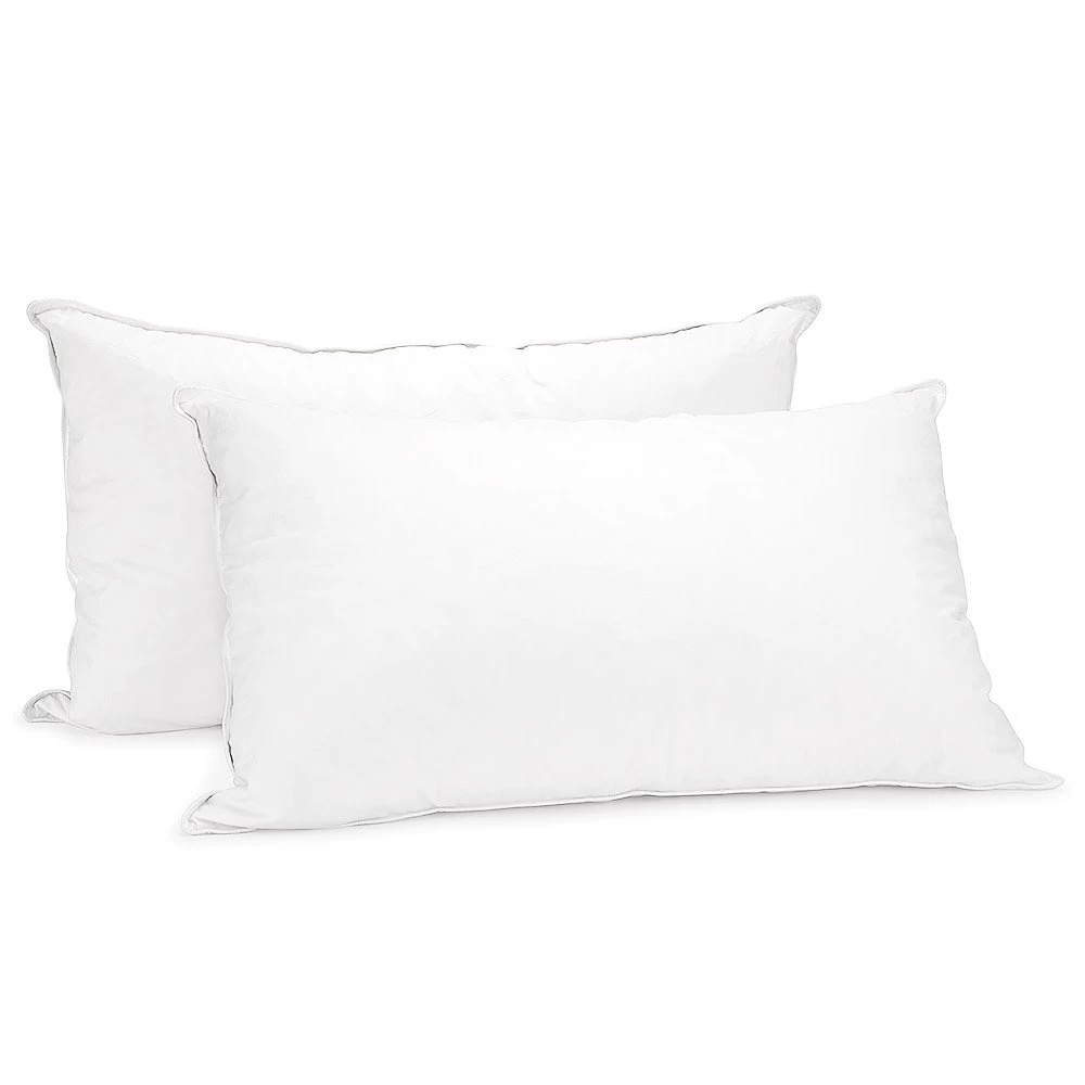2x Duck Down Feather Pillows Luxury Cotton Cover 75 X 50cm Australian Size Bed