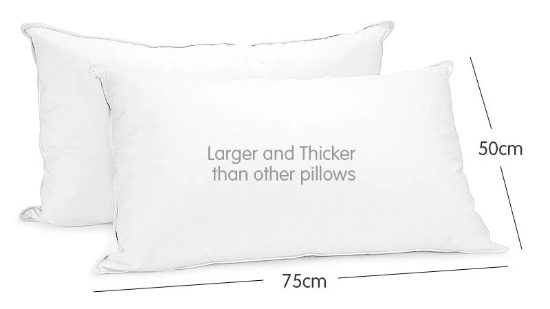 2x Duck Down Feather Pillows Luxury Cotton Cover 75 X 50cm Australian Size Bed - Image 4