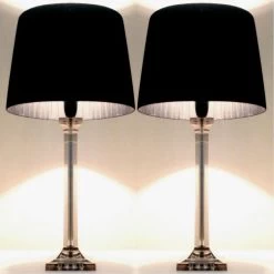 2x Designer Acrylic Table Lamps W/ Black Shades