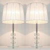 2x Glass & Ribbon Shade Bedside Lamps Silver 45cm