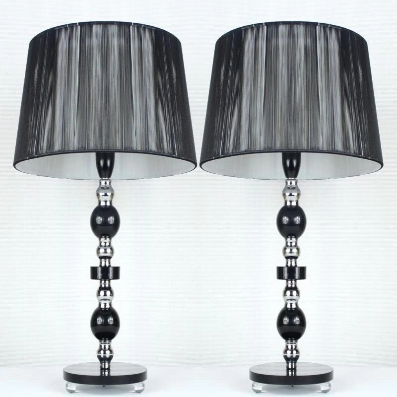 2x Designer Table Lamps W/ Black Shades 45cm - Image 2