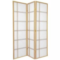 Cross Room Divider Screen Natural 3 Panel