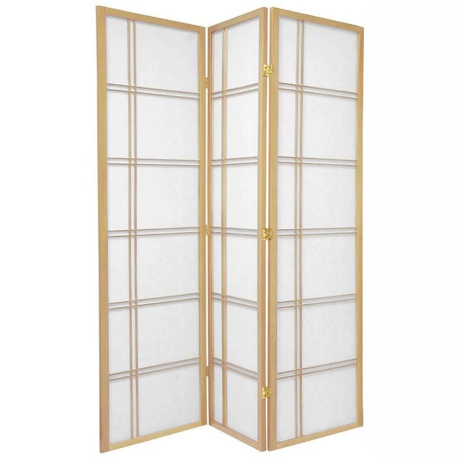Cross Room Divider Screen Natural 3 Panel