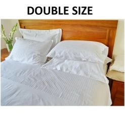 Egyptian Cotton White Stripe Double Bed Sheet Sets