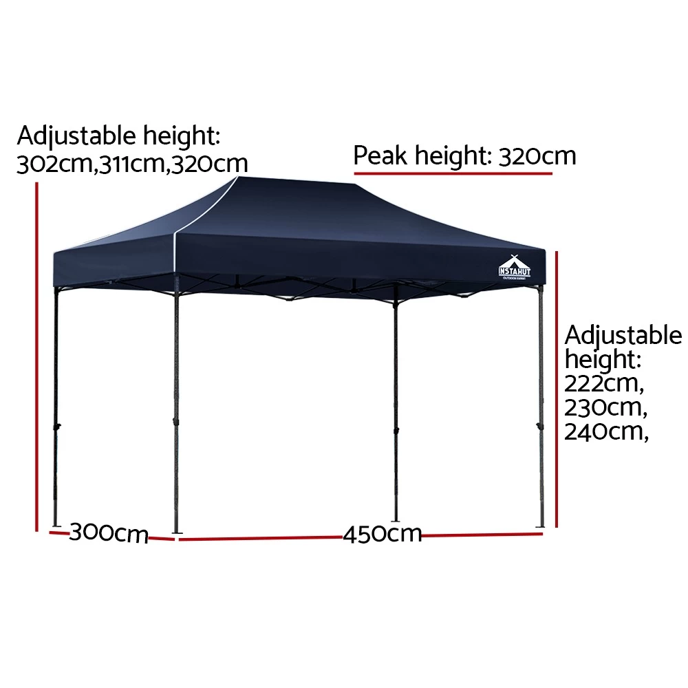Instahut Gazebo Pop Up Marquee 3x4.5 Outdoor Tent Folding Wedding Gazebos Navy - Image 3