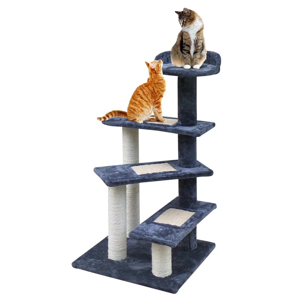I.Pet Cat Tree 100cm Trees Scratching Post Scratcher Tower Condo House Furniture Wood Steps - Image 2