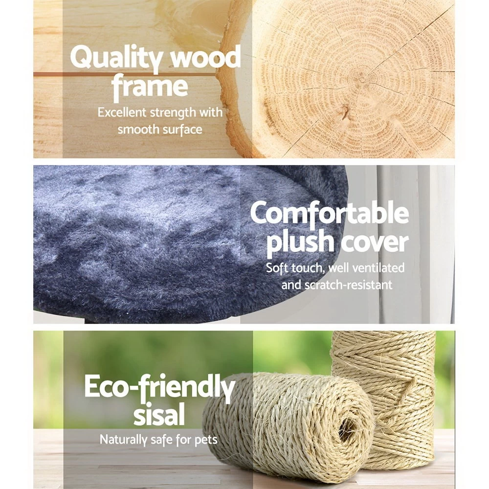 I.Pet Cat Tree 100cm Trees Scratching Post Scratcher Tower Condo House Furniture Wood Steps - Image 5