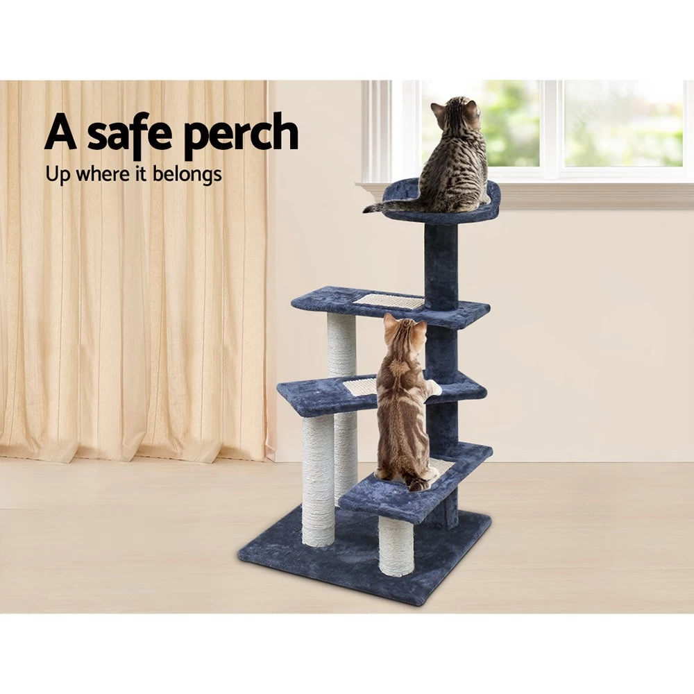 I.Pet Cat Tree 100cm Trees Scratching Post Scratcher Tower Condo House Furniture Wood Steps - Image 7