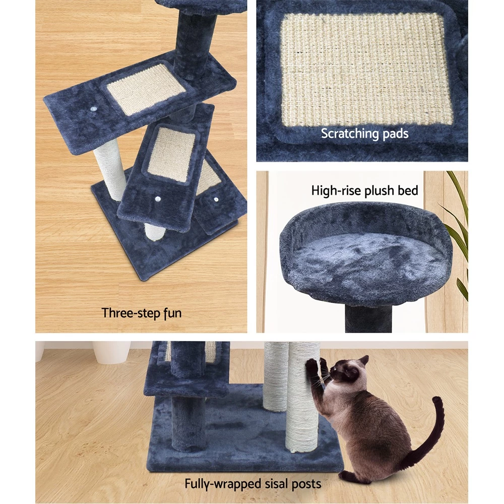 I.Pet Cat Tree 100cm Trees Scratching Post Scratcher Tower Condo House Furniture Wood Steps - Image 8