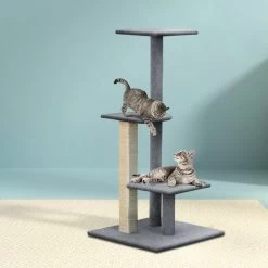 I.Pet Cat Tree 124cm Trees Scratching Post Scratcher Tower Condo House Furniture Wood Steps