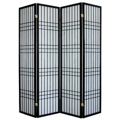 4 Panel Kyoto Shoji Screen Room Divider In Black