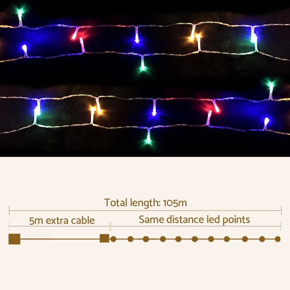 Jingle Jollys Christmas Lights 500 LED 100M String Light Multi-coloured Decora - Image 3