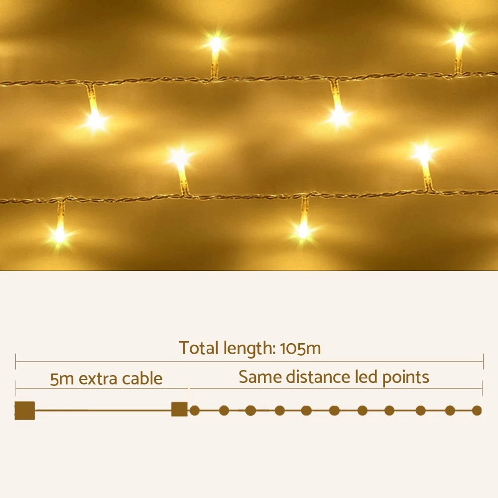 Jingle Jollys Christmas Lights 500 LED 100M String Light Warm White Decorations - Image 3