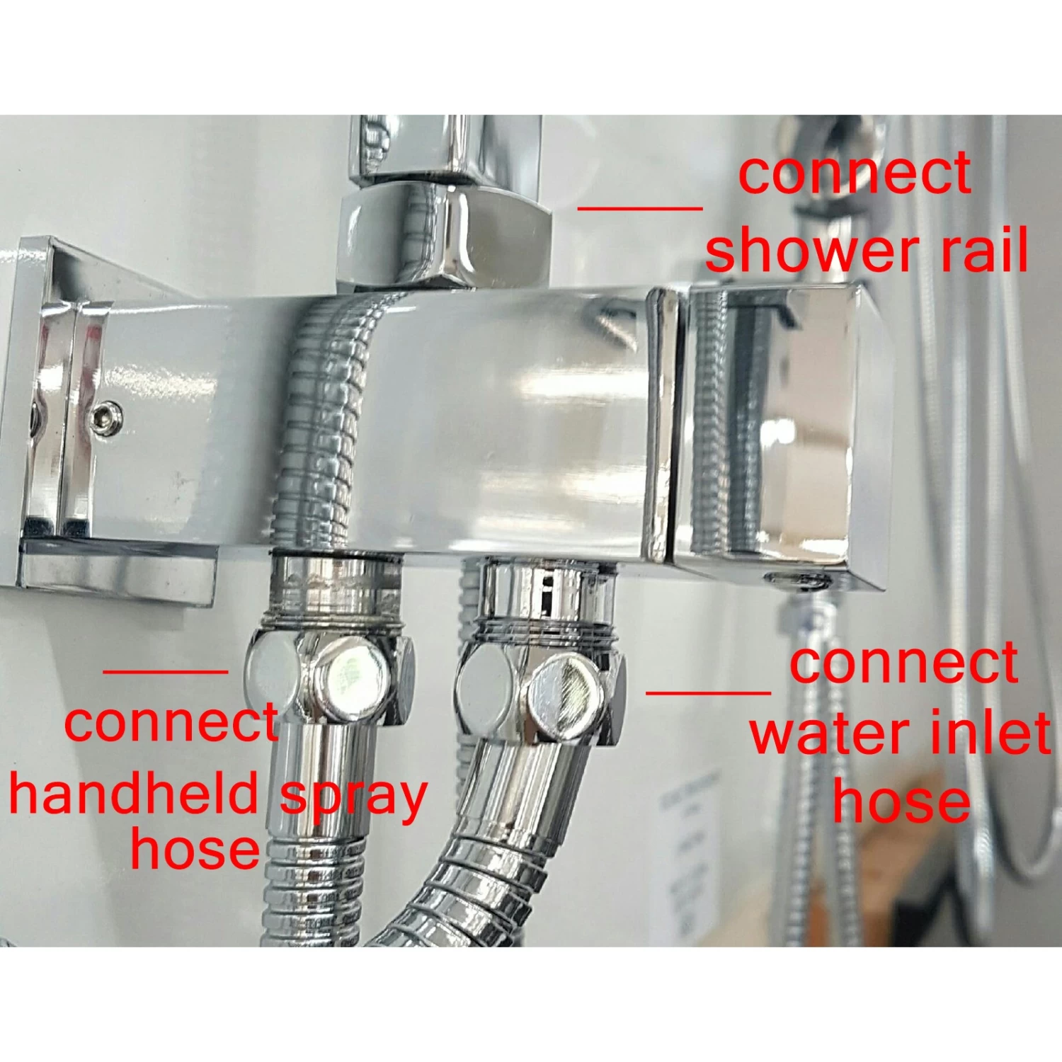 ACA 8 Inch Chrome Shower Station Top/Bottom Water Inlet With 200mm Square Rainfall Shower Head Set - Image 6
