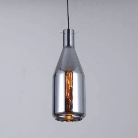 Vintage Glass Bottle Shaped Pendant Light In Chrome