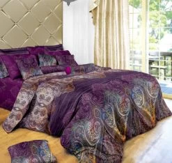 Aster King Size Bed Quilt Doona Duvet Cover & Pillow Cases Set Purple