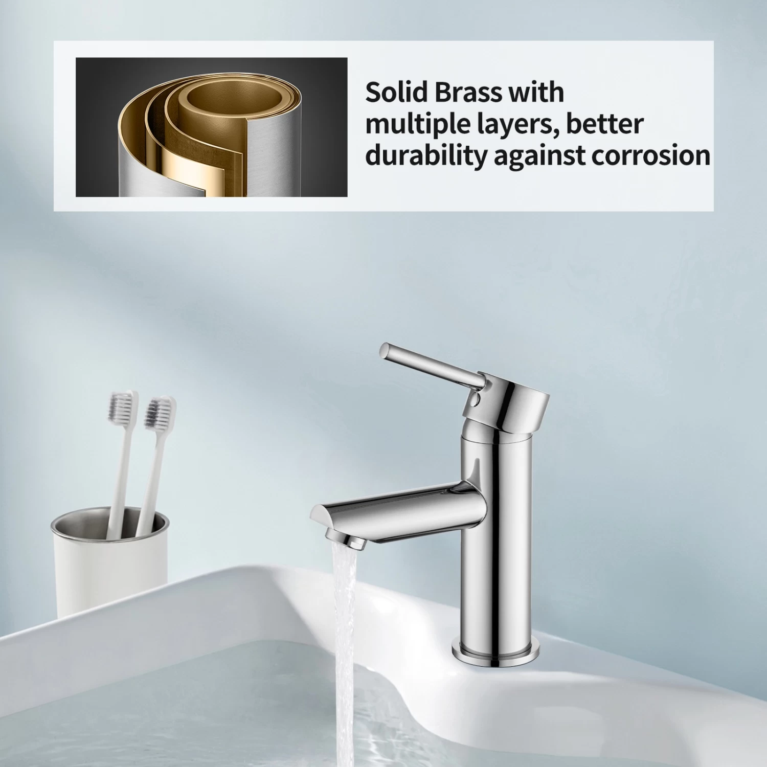 ACA Chrome Silver Basin Mixer Tap Vanity Sink Faucet BRASS WELS & WATERMARK - Image 2