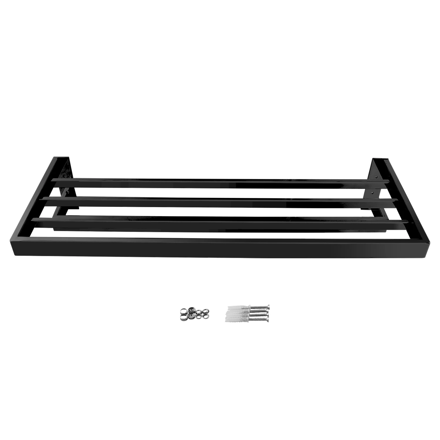 ACA Bathroom Square Towel Shelf Rack Rail Holder Black 600mm - Image 4