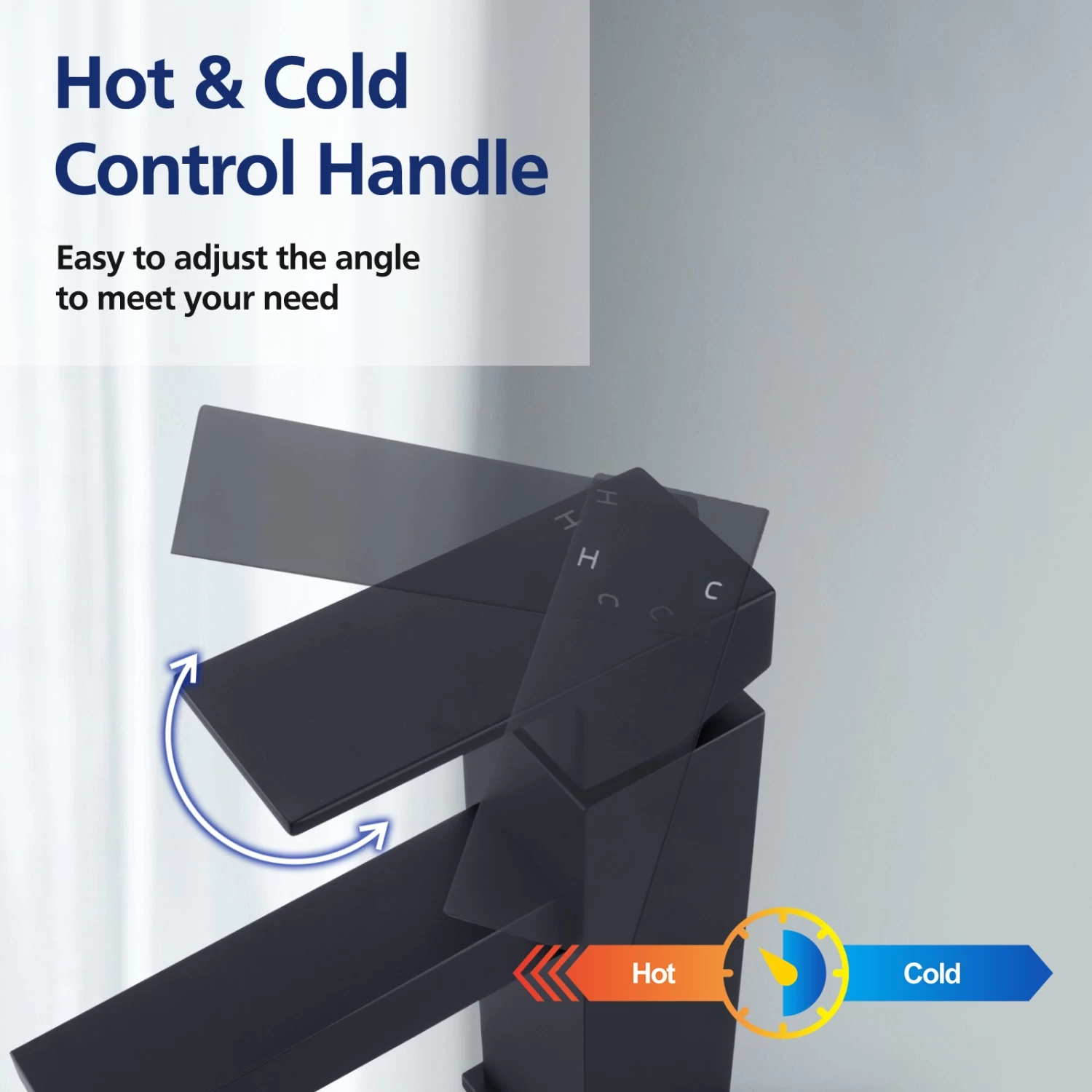 ACA Matte Black Bathroom Tap Square Mixer Taps Sink Basin Faucet WELS - Image 3