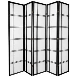 Cross Room Divider Screen Black 5 Panel