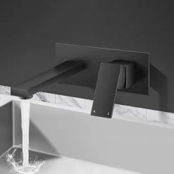 ACA Bathroom Taps Wall Basin Mixer Tap Faucet Bath Spout Matte Black BRASS WELS & WATERMARK