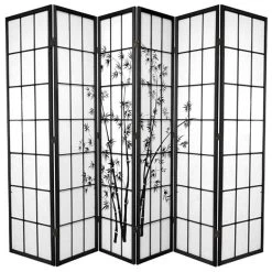 Zen Garden Room Divider Screen Black 6 Panel