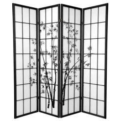 Zen Garden Room Divider Screen Black 4 Panel