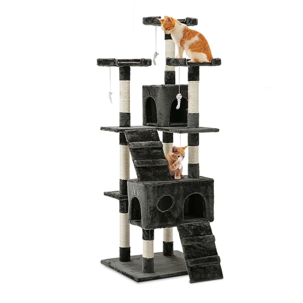 I.Pet Cat Tree 180cm Trees Scratching Post Scratcher Tower Condo House Furniture Wood - Image 2