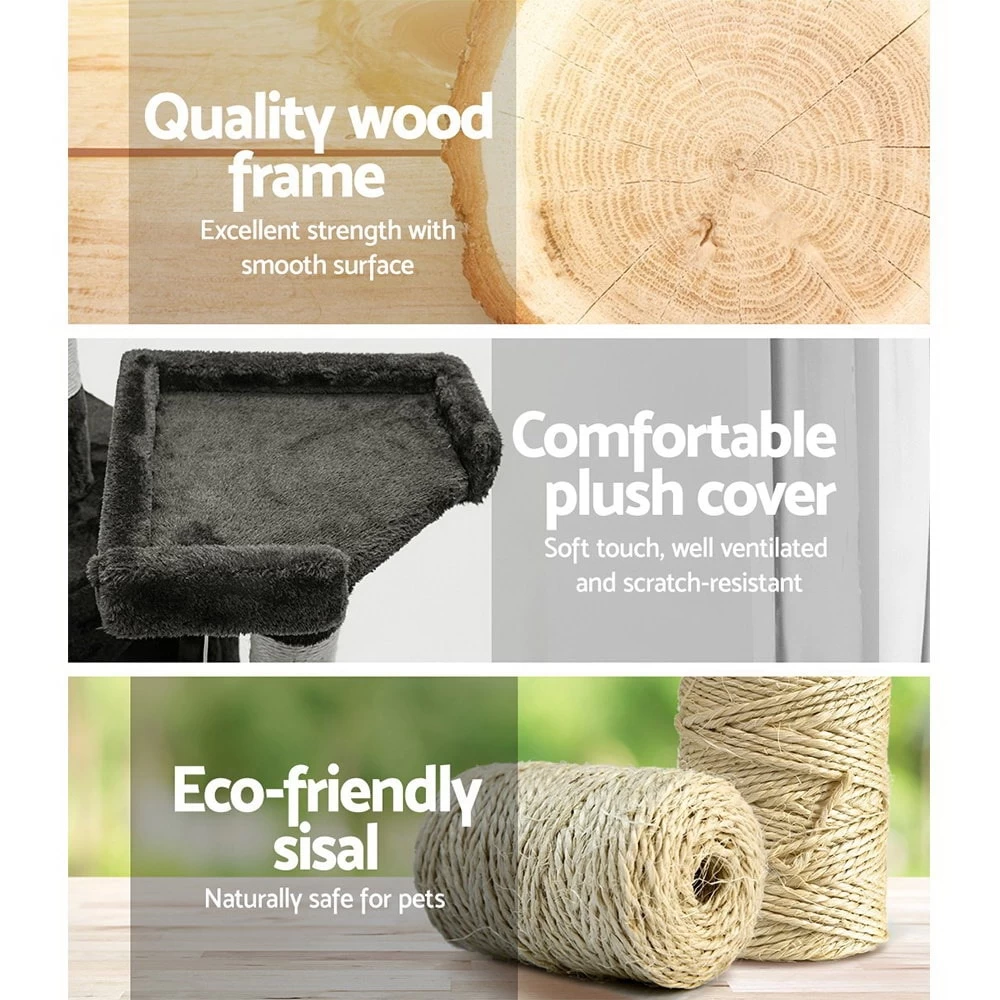 I.Pet Cat Tree 180cm Trees Scratching Post Scratcher Tower Condo House Furniture Wood - Image 5
