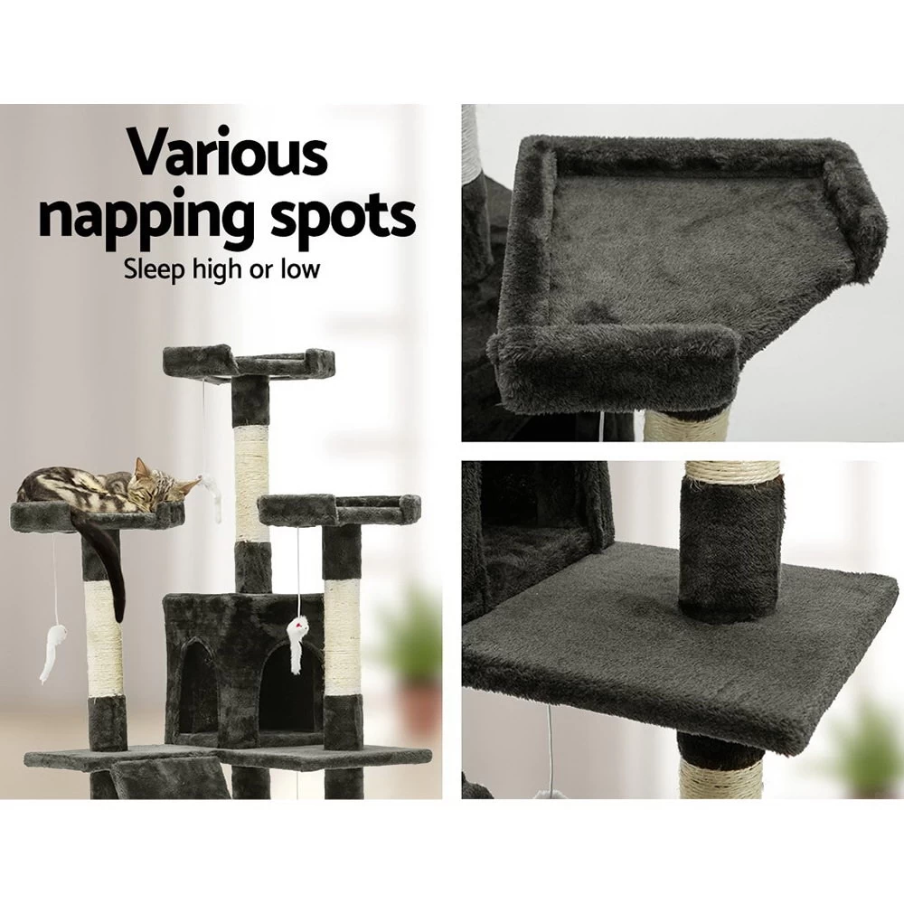 I.Pet Cat Tree 180cm Trees Scratching Post Scratcher Tower Condo House Furniture Wood - Image 6