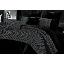 Queen Cossette Grey Black 3pcs Quilt Cover / Doona Cover Set