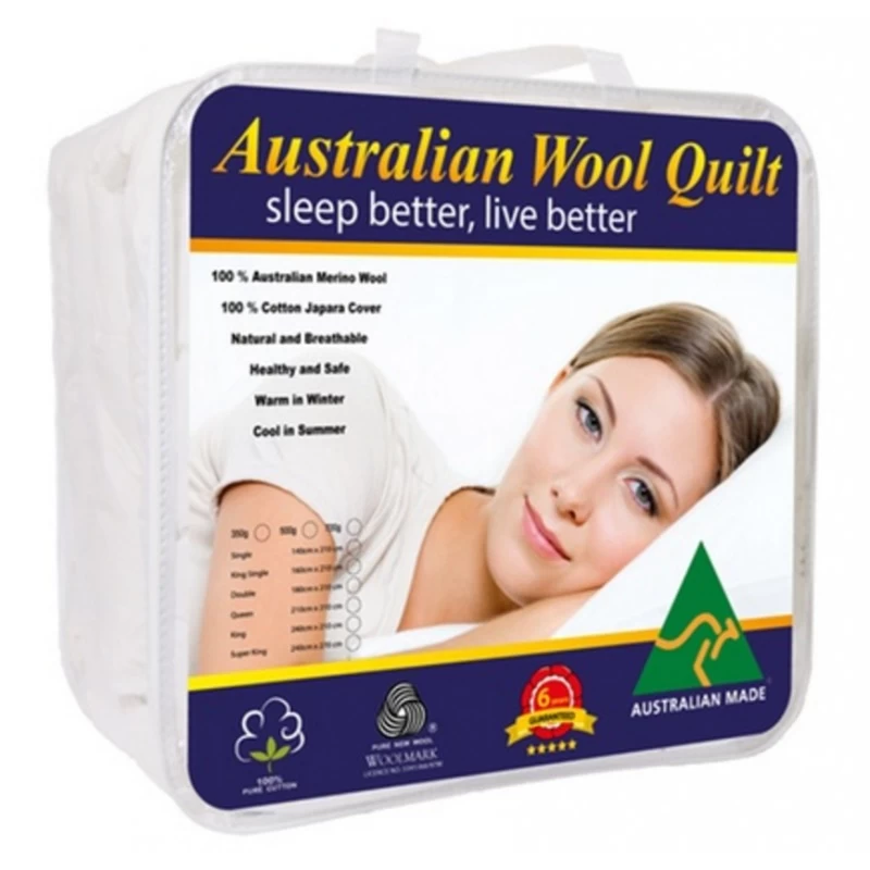 Double Japara Cotton And Merino Wool Quilt 200GSM