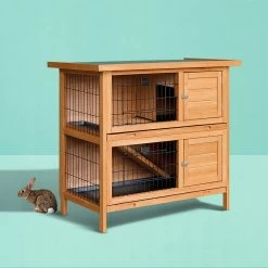 I.Pet Rabbit Hutch Hutches Large Metal Run Wooden Cage Waterproof Outdoor Pet House Chicken Coop Guinea Pig Ferret Chinchilla Hamster 92cm X 45cm X 82cm