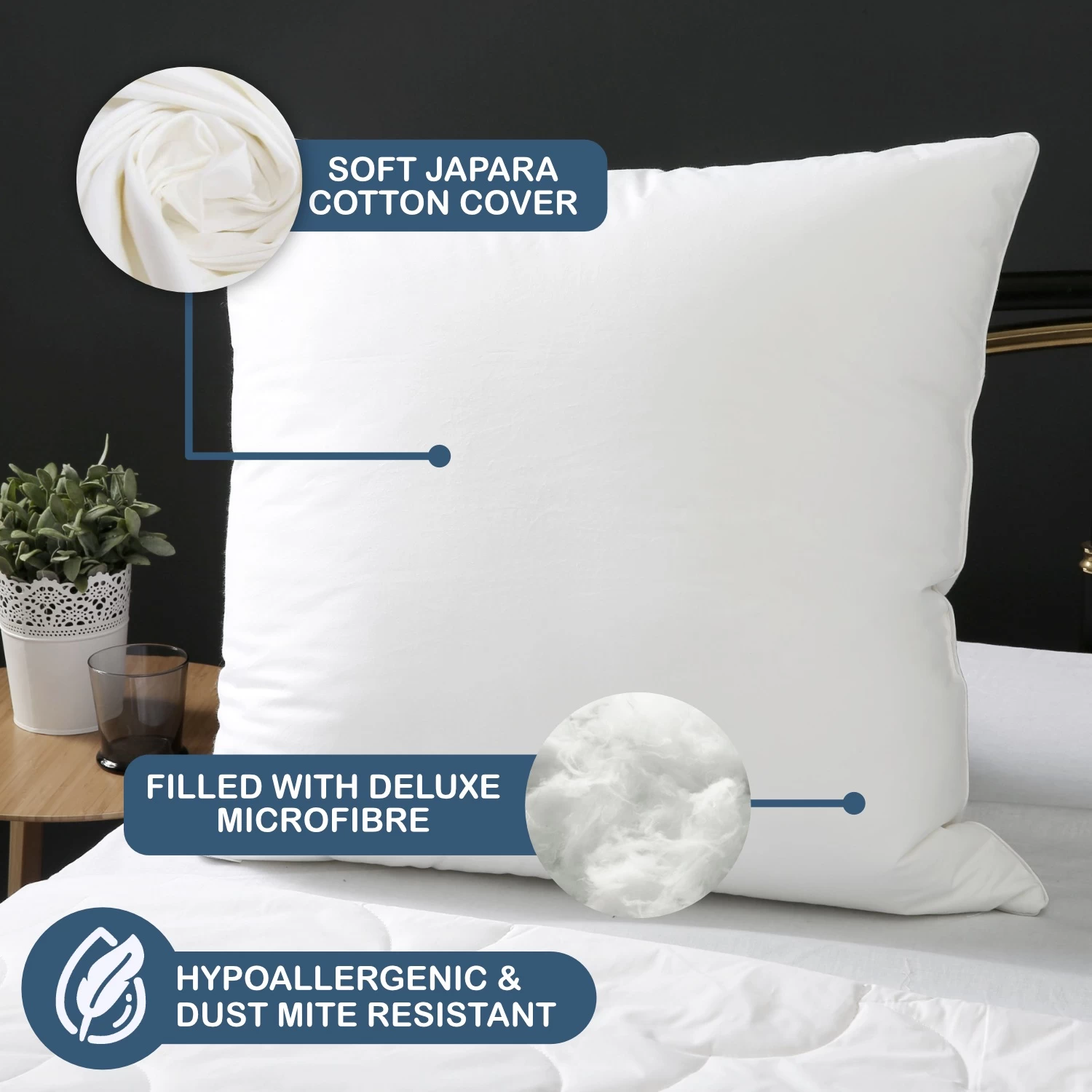 Dreamaker Down Alternative Microfibre European Pillow - 65 X 65 Cm - Image 7