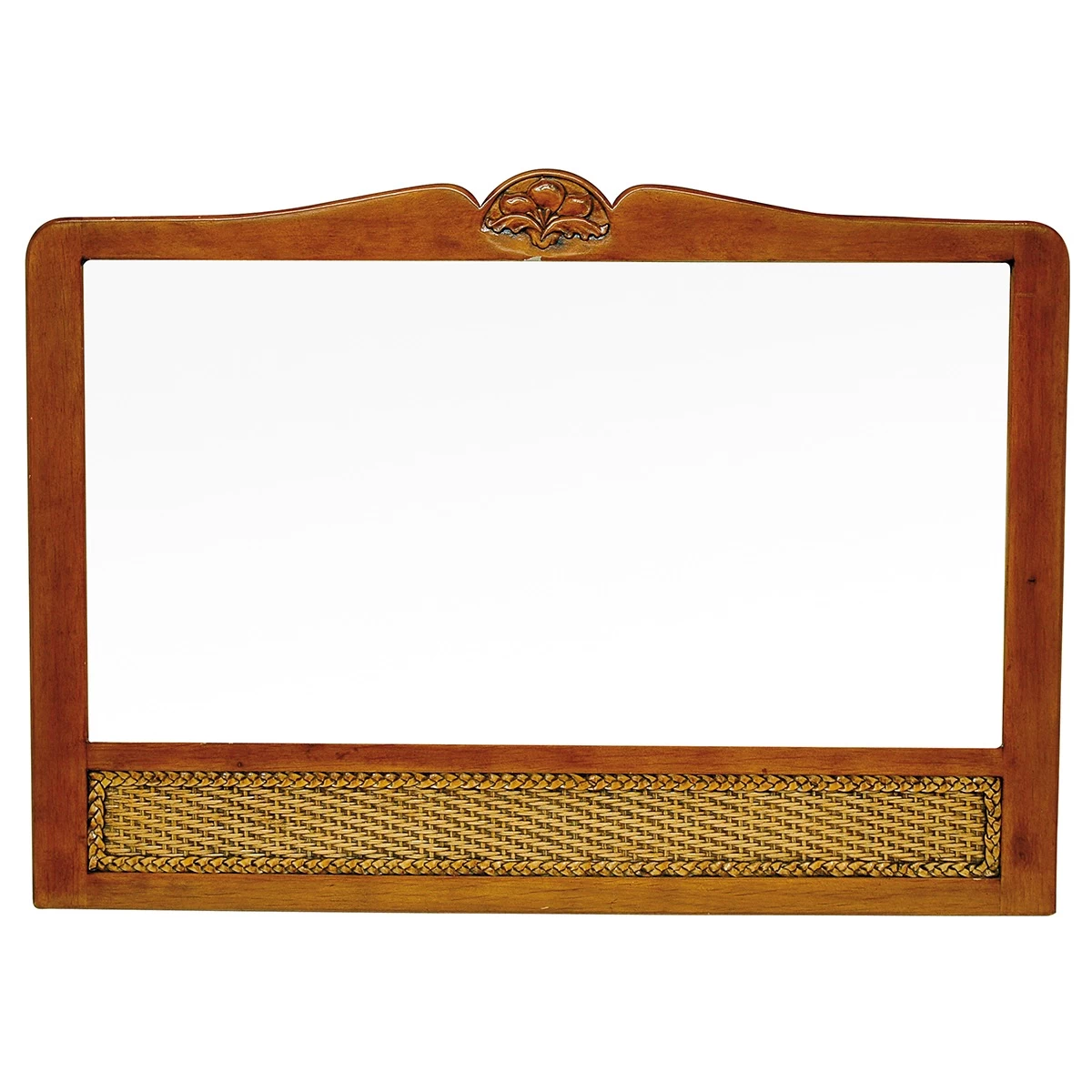 Dynasty Wood & Cane/Rattan Wall Mirror Antique Brown