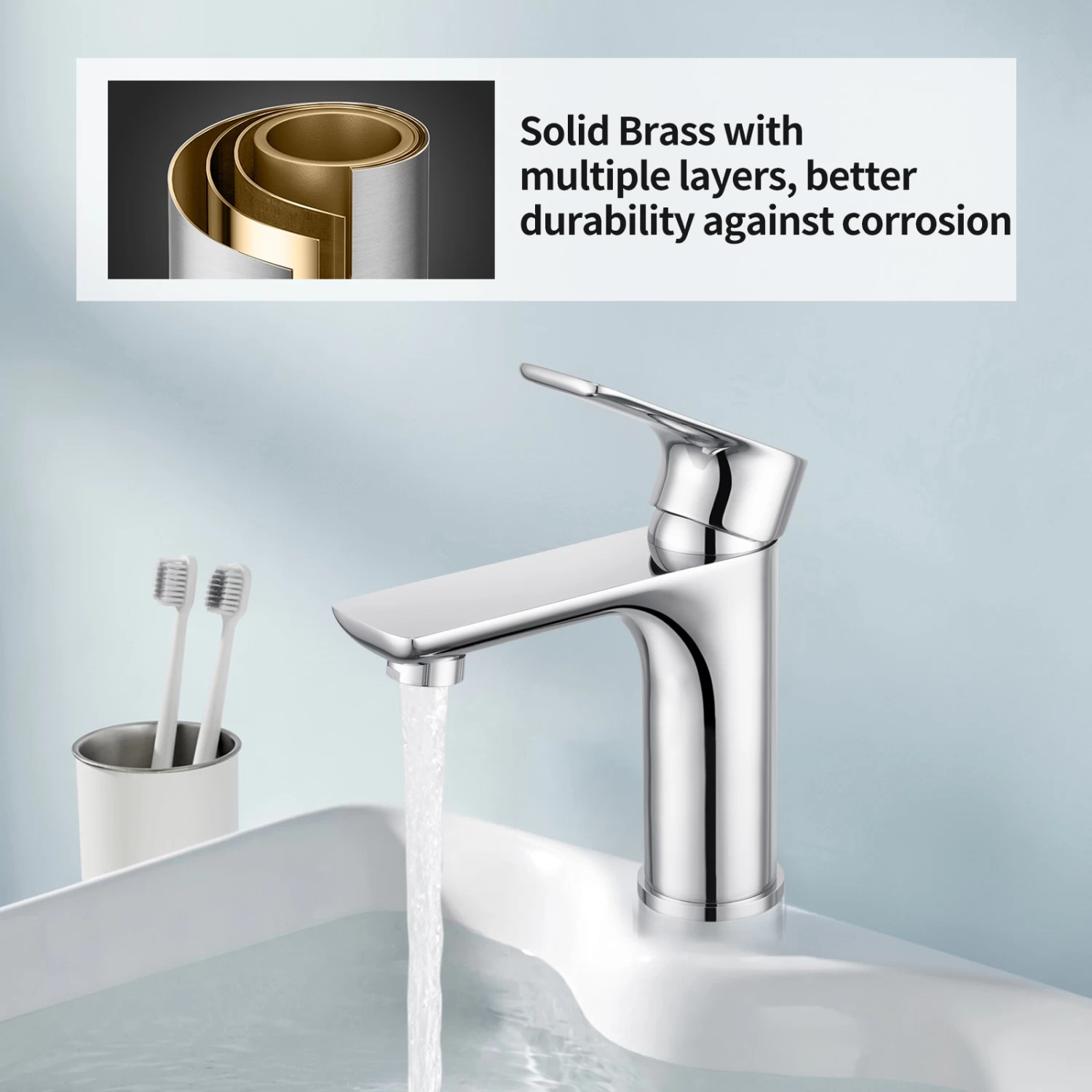 ACA Bathroom Chrome Basin Mixer Tap Sink Solid Brass Faucet WELS - Image 2