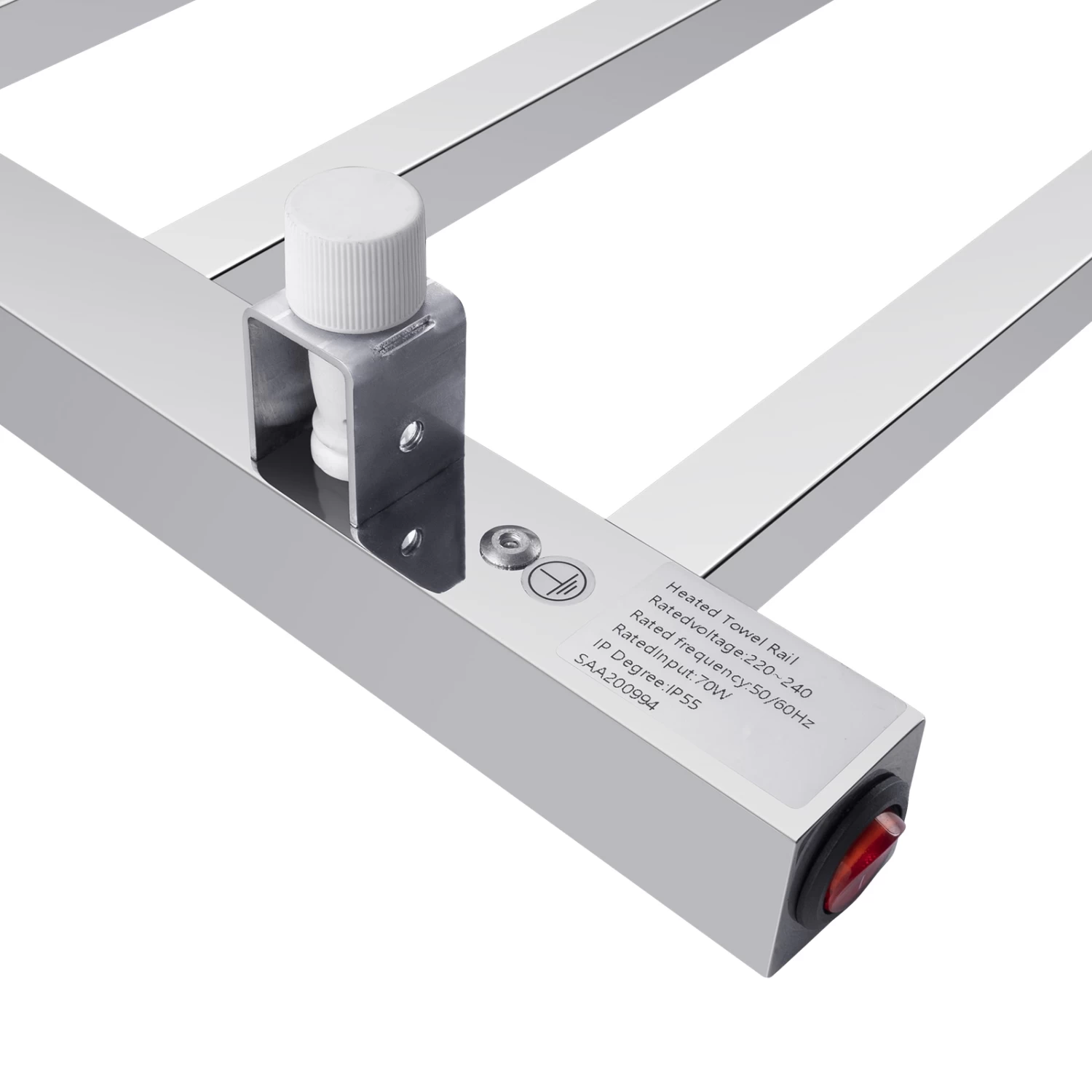 ACA Square Electric Heated Towel Rack Rail Warmer 6 Bar Chrome Stainless Steel SAA - Image 4