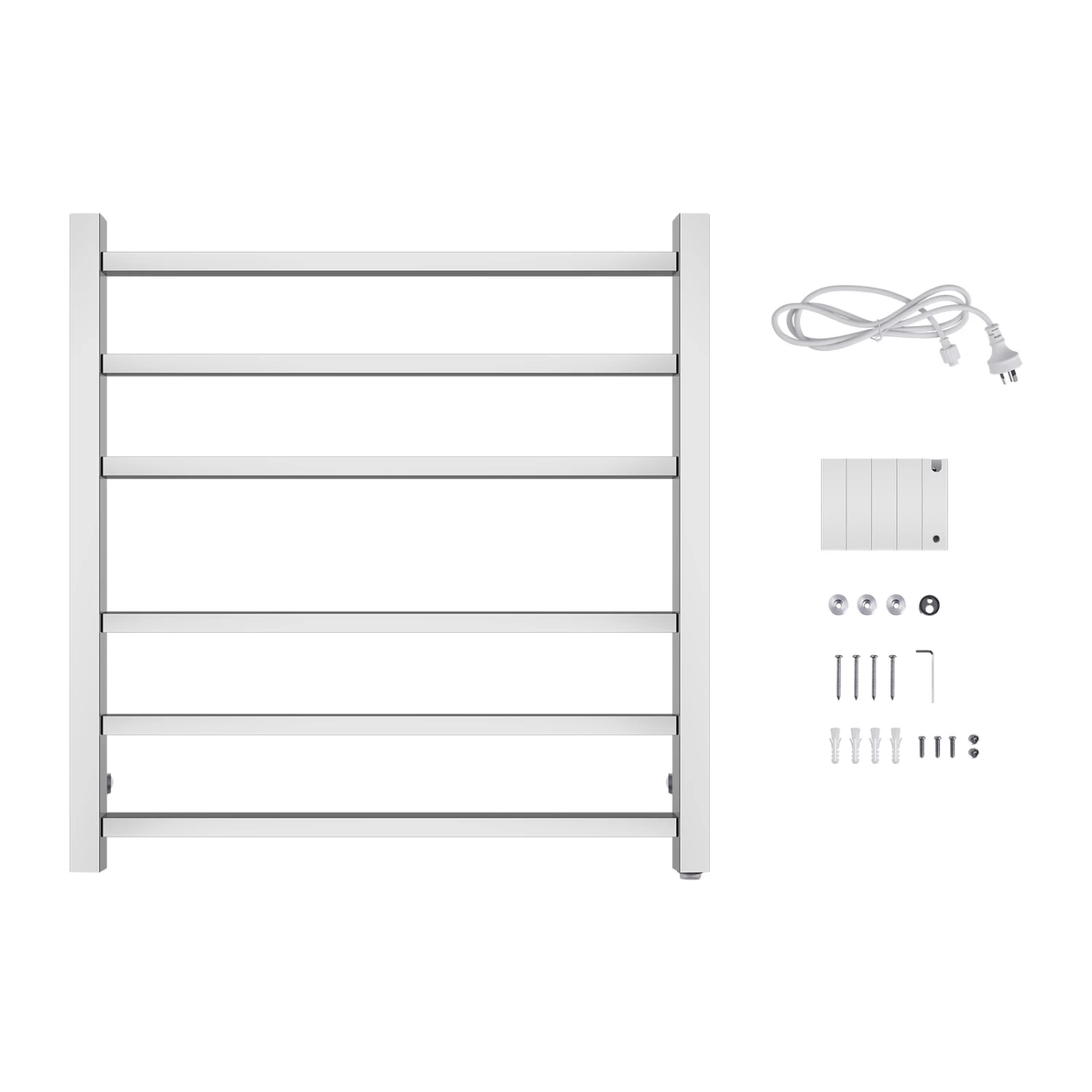 ACA Square Electric Heated Towel Rack Rail Warmer 6 Bar Chrome Stainless Steel SAA - Image 6