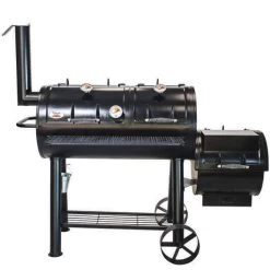 Flaming Coals Offset Smoker BBQ Meat Grill, 3-4mm Steel, 3 Temperature Gauges