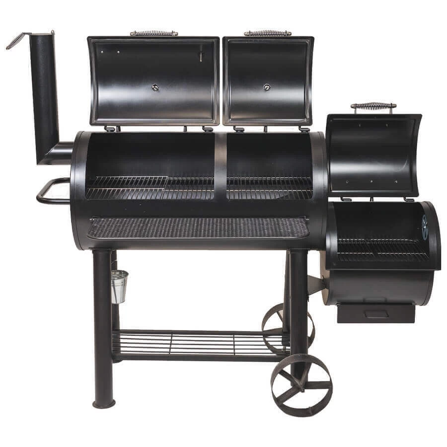 Flaming Coals Offset Smoker BBQ Meat Grill, 3-4mm Steel, 3 Temperature Gauges - Image 2